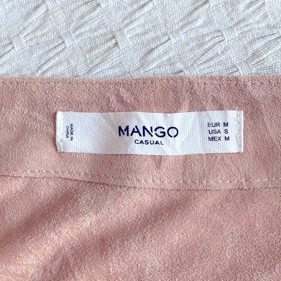 MANGO Skirt - pastel pink suede skirt with frill - Picture 6 of 7